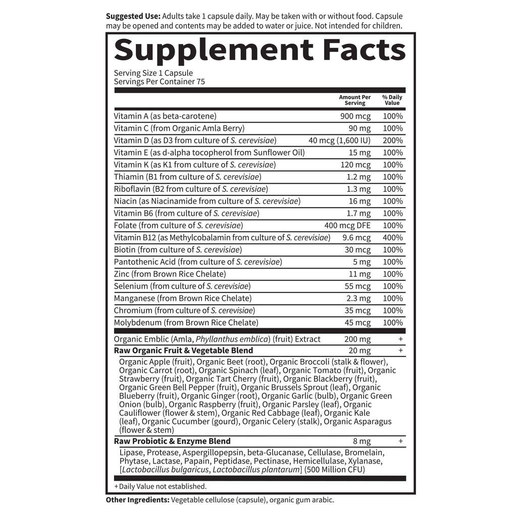 Men’s Daily Multivitamin with Probiotics & Whole Foods (75 Ct)