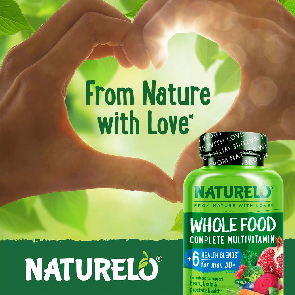 Men's 50+ Whole Food Multivitamin – Organic Herbs, Vegan, Energy & Heart Health, 120 Capsules