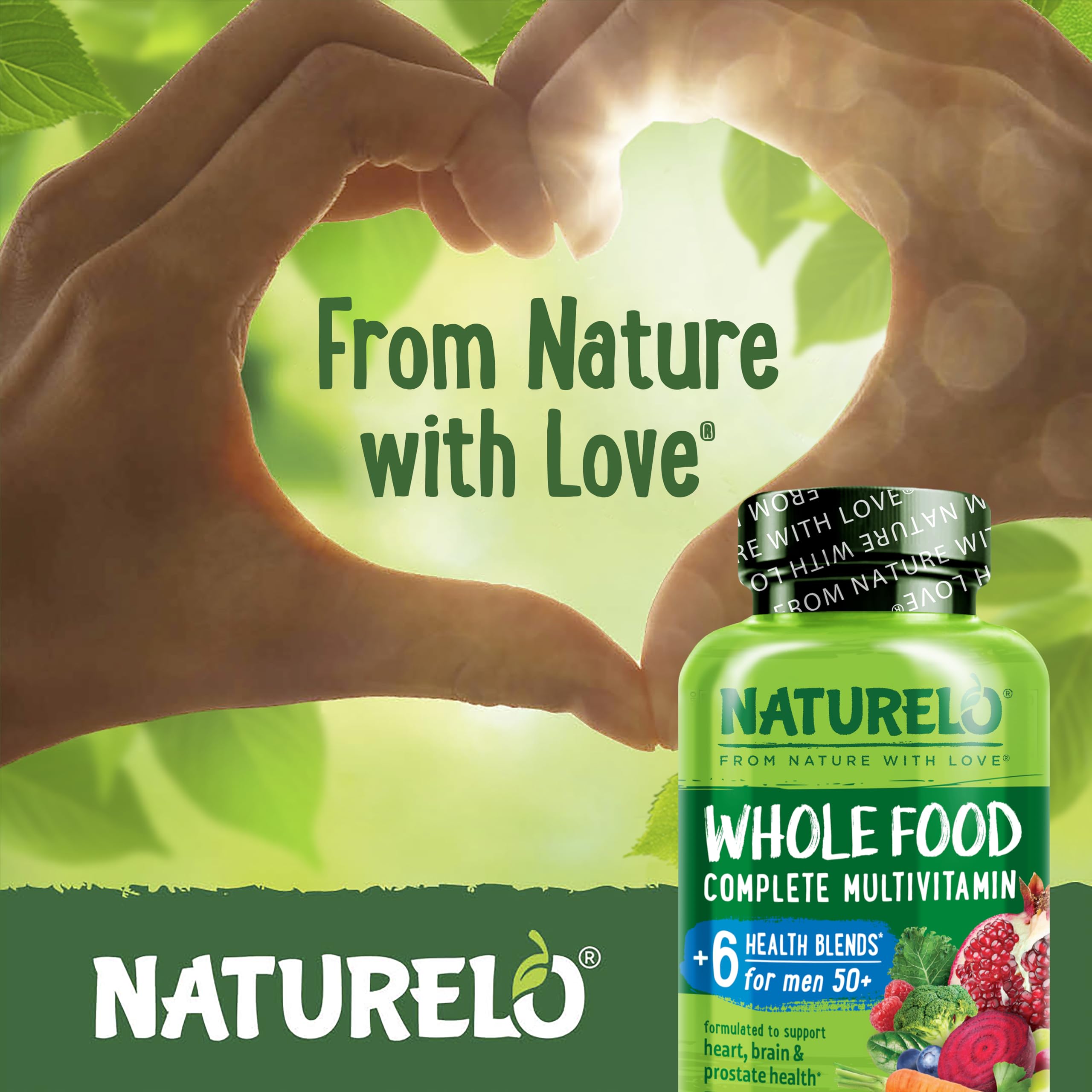 Men's 50+ Whole Food Multivitamin – Organic Herbs, Vegan, Energy & Heart Health, 120 Capsules