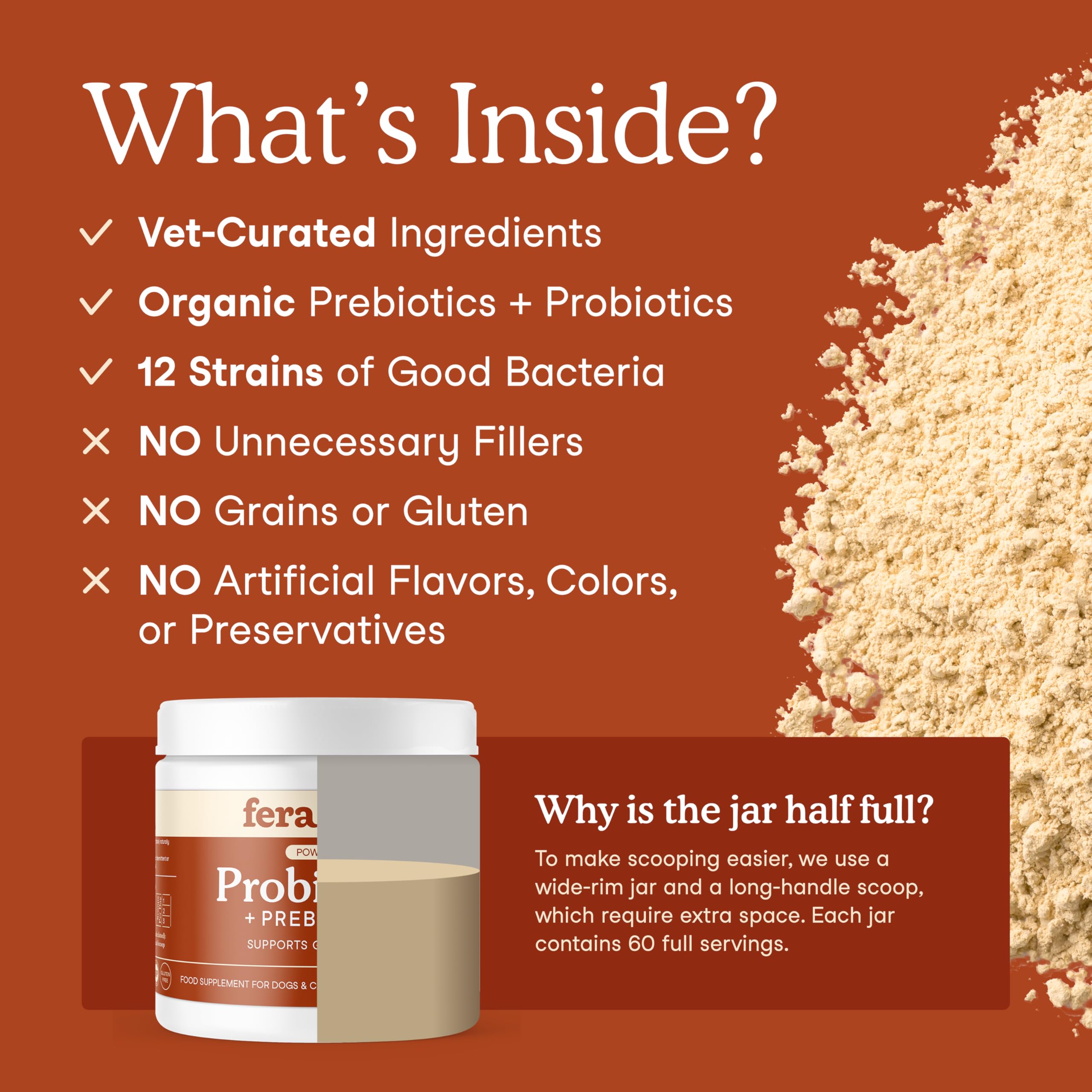 Organic Pre & Probiotic Powder for Dogs & Cats – 12 Strains 60ct