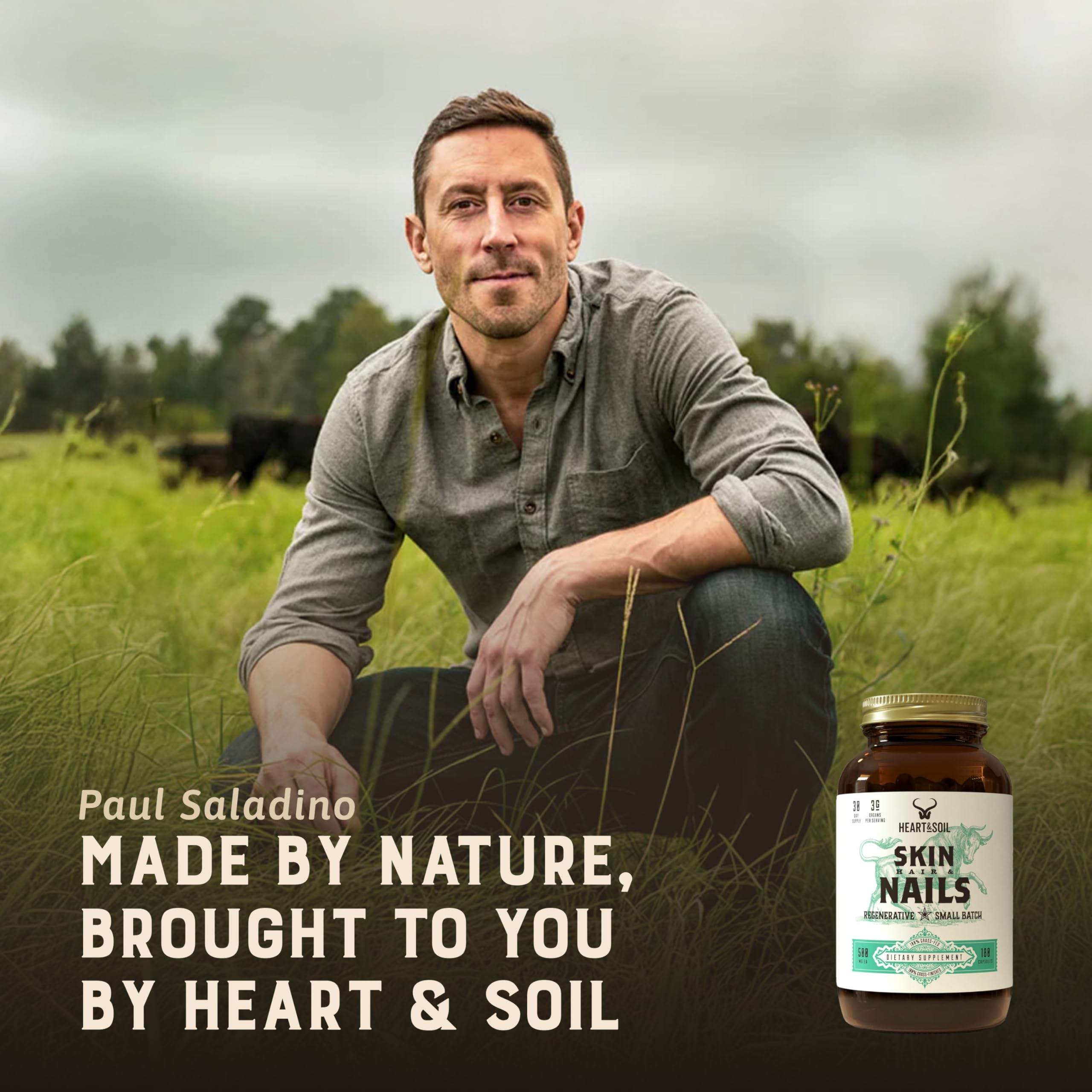 Beef Organ Hair Skin Nails Supplement 3000mg 180 Capsules