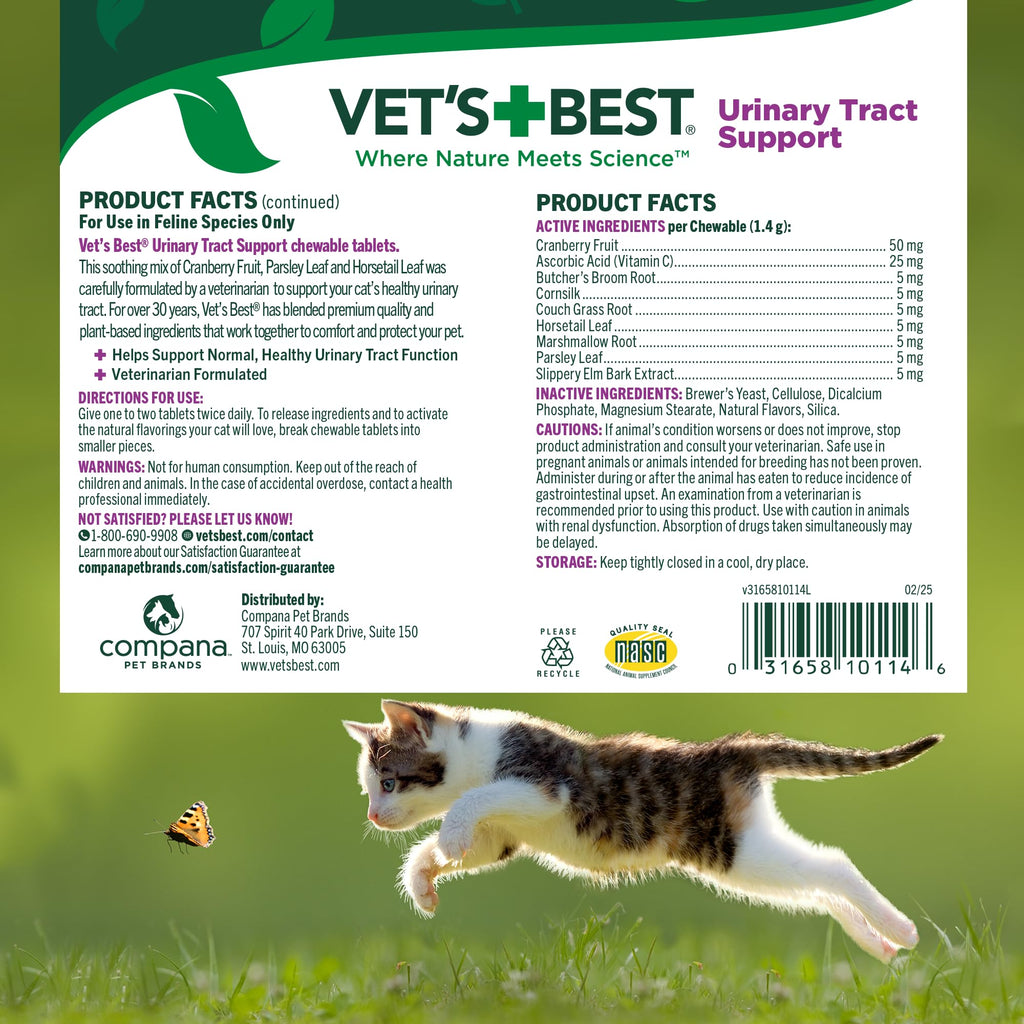 Urinary Tract Support Chewable Tablets for Cats – 60ct