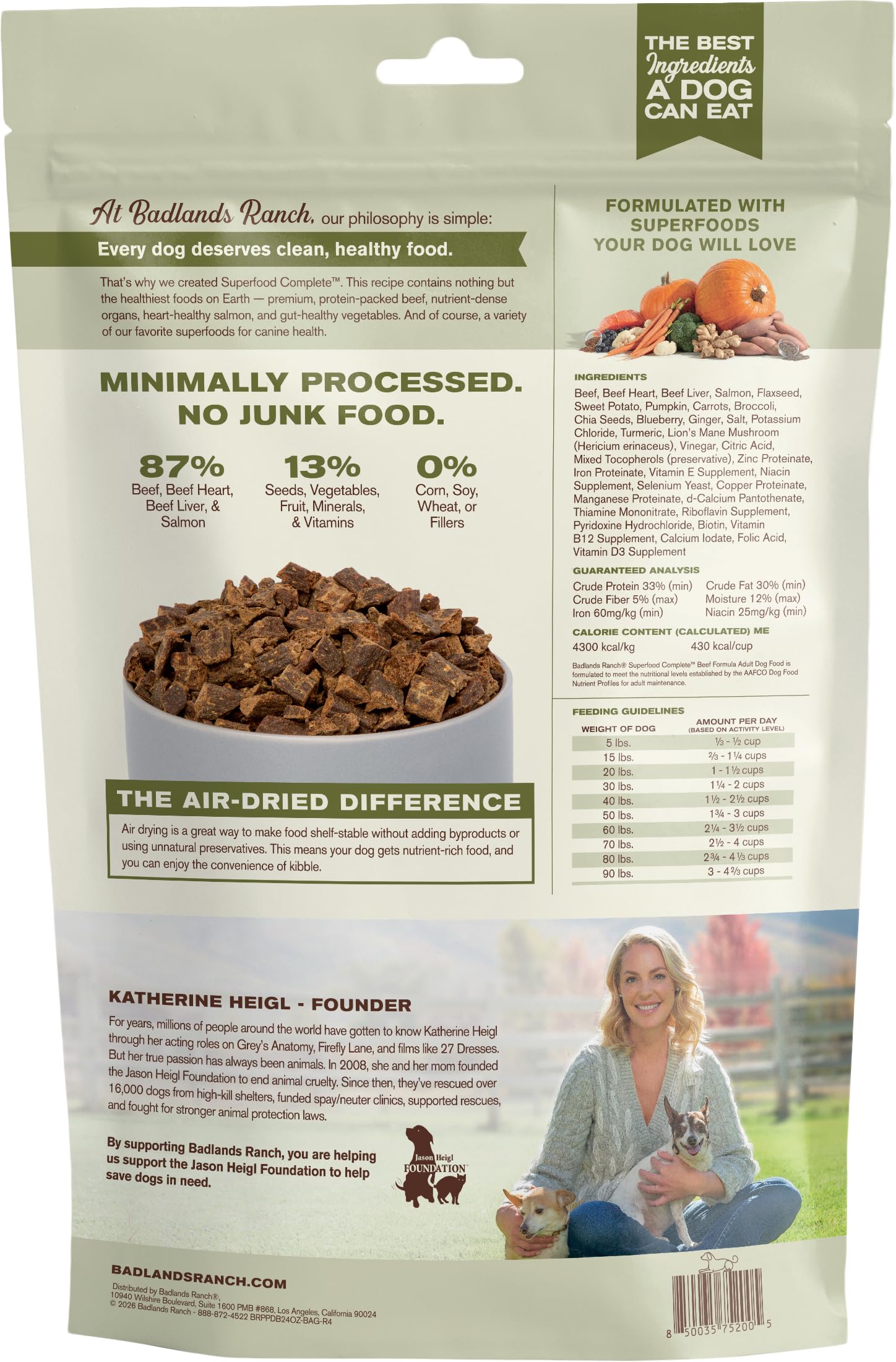 Air-Dried Beef Superfood Complete Dog Food – High Protein 24oz