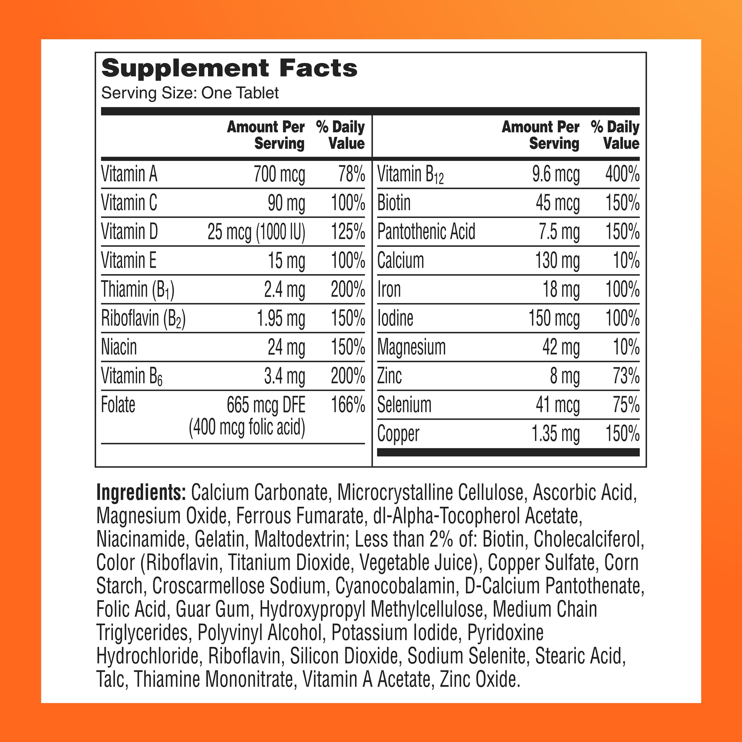 Women’s Multivitamin with Biotin Iron Zinc 200 Count