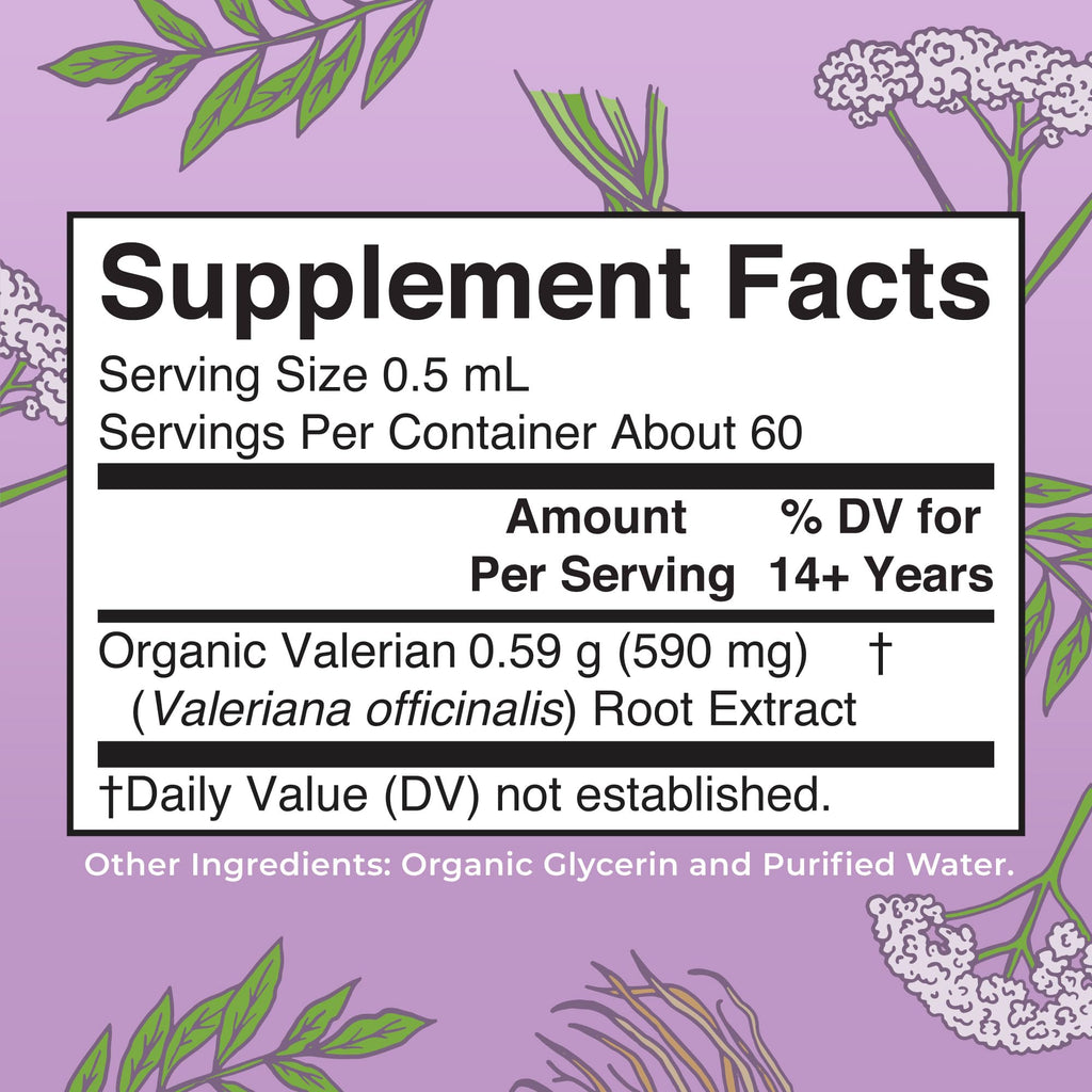 Valerian Root Liquid Drops for Sleep, Calm & Stress Support Organic