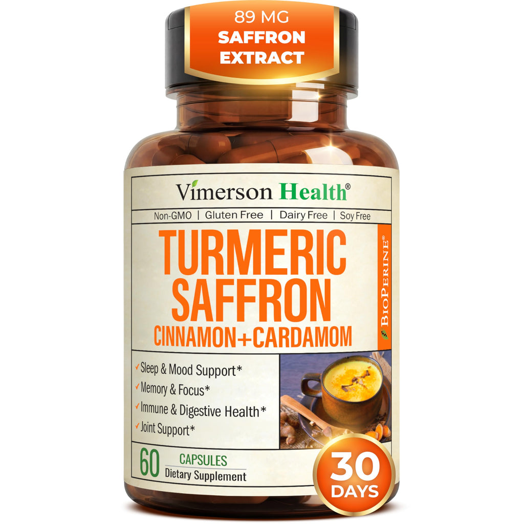 Saffron & Turmeric Supplement – Mood & Joint Support, 60 Caps