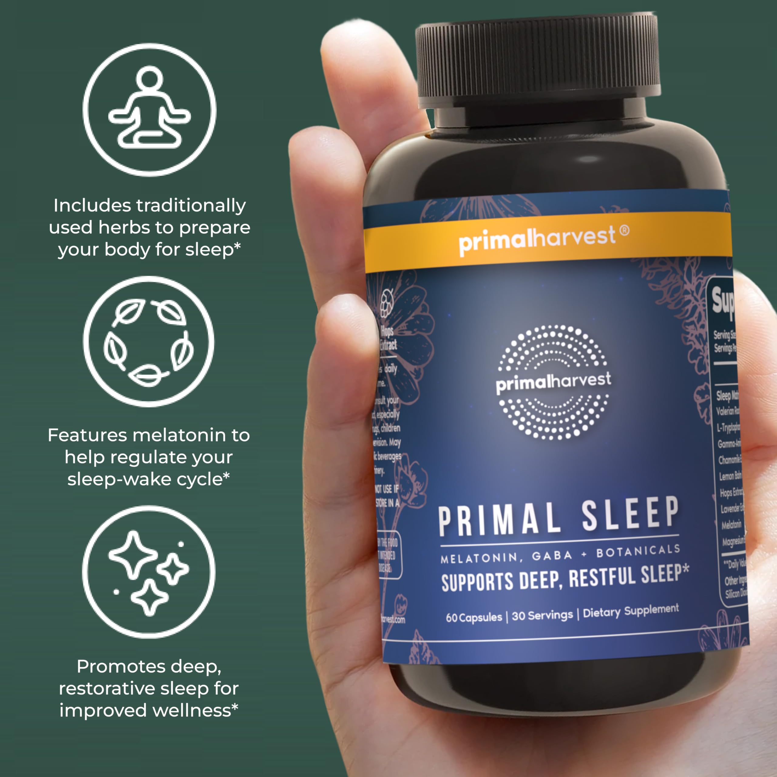 Sleep Support Supplement with Melatonin, GABA & Valerian for Deep Rest