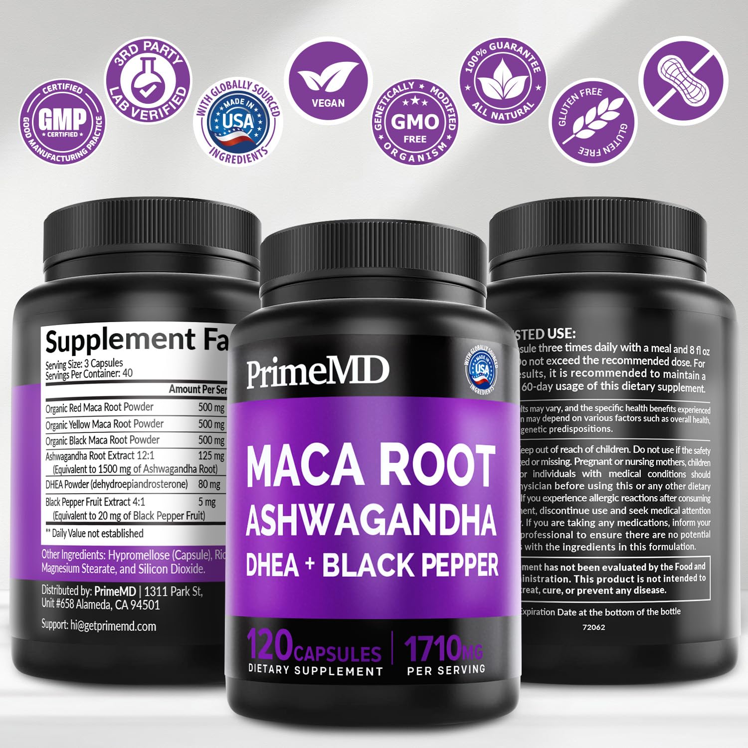 Maca Root & Ashwagandha Capsules for Energy, Mood & Hormone Support 120 Ct