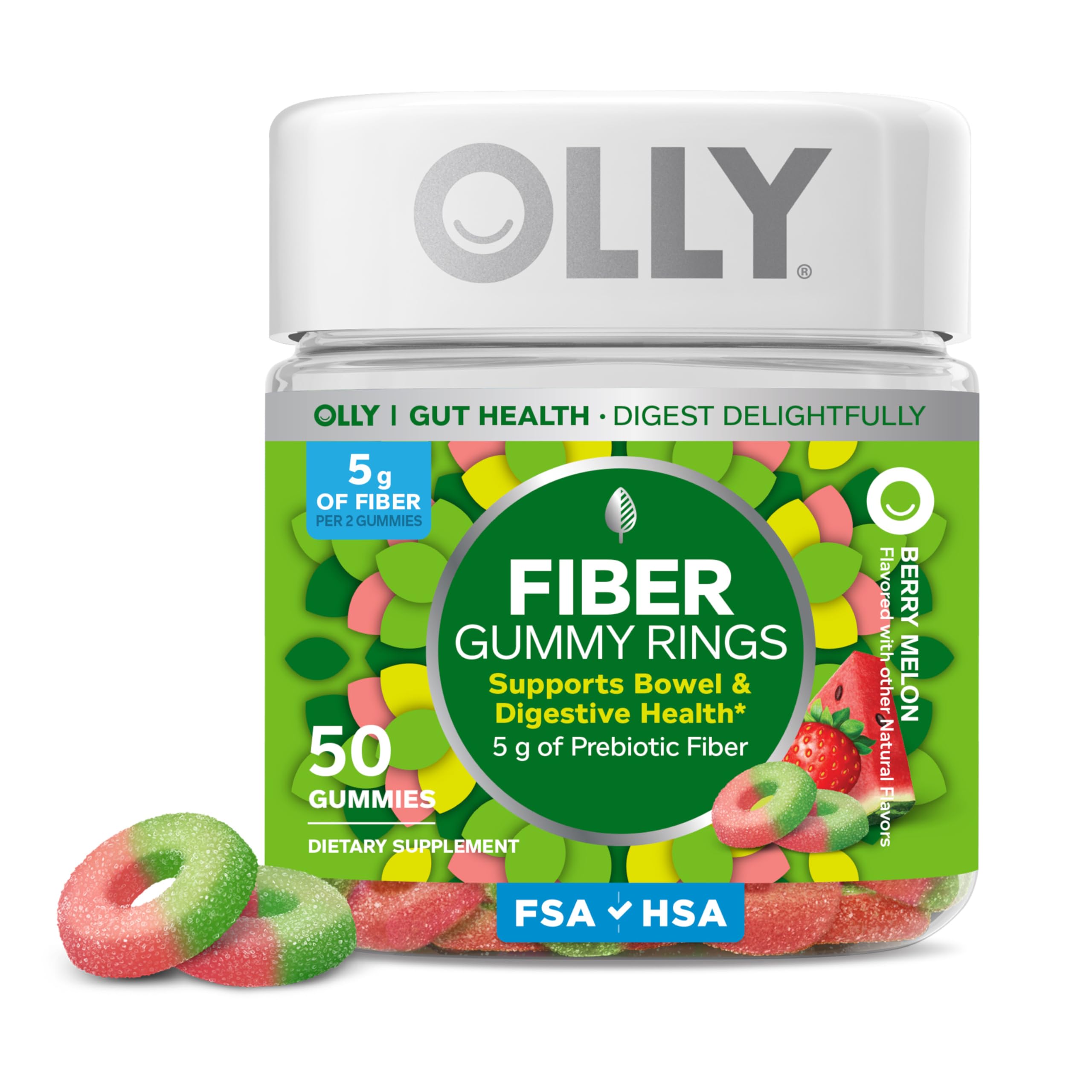 Prebiotic Fiber Gummies 5g FOS – Digestive Support, 50 Count