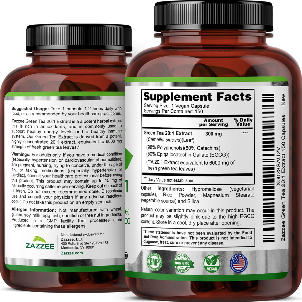 Green Tea Extract 6000mg 20:1 – 50% EGCG, 150 Capsules