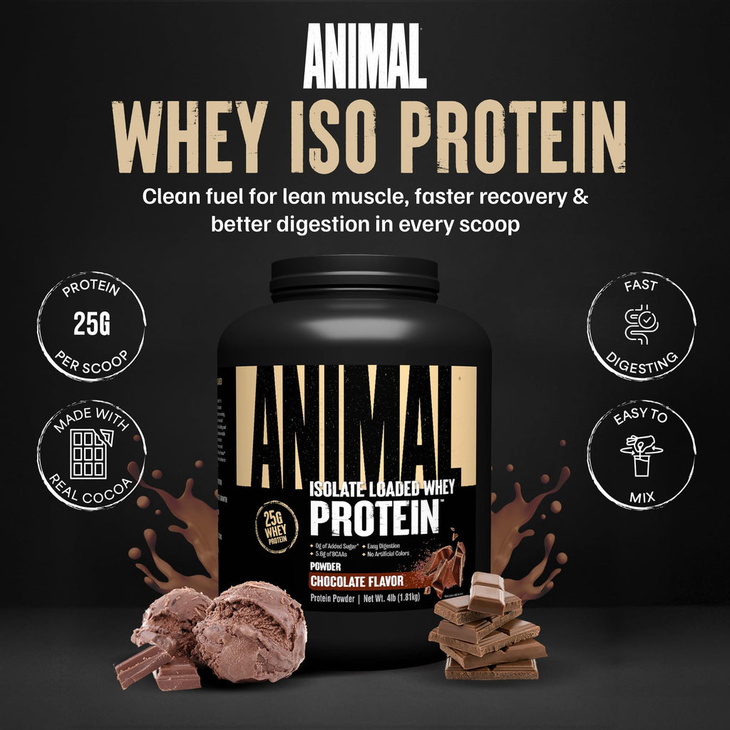 Whey Isolate Protein Powder | Chocolate | 4 lbs | 25g Protein, Digestive Enzymes | Pre & Post Workout