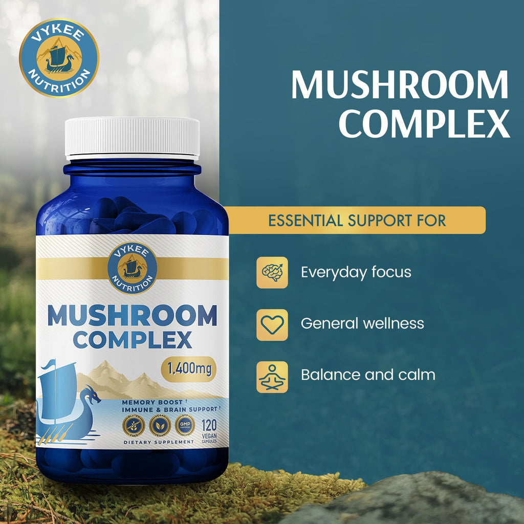 Mushroom Complex Capsules with Lion’s Mane – Focus & Immune Support, 120 Ct