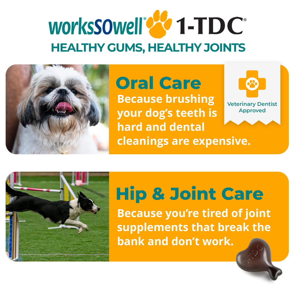 Hip & Joint Supplement for Dogs & Cats – Oral Health & Arthritis 60ct