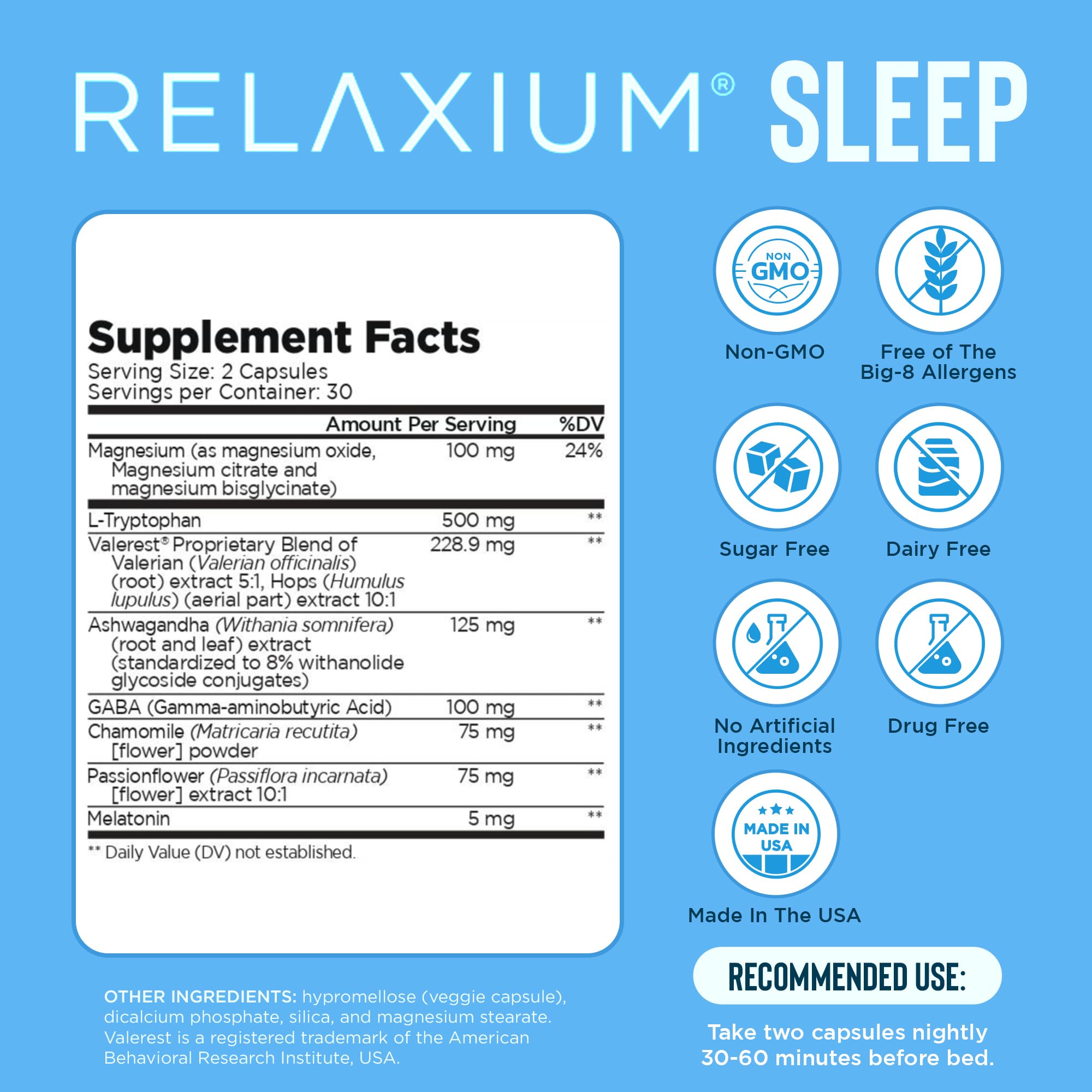 Melatonin 5mg Sleep Aid with Magnesium & Ashwagandha – 60 Caps