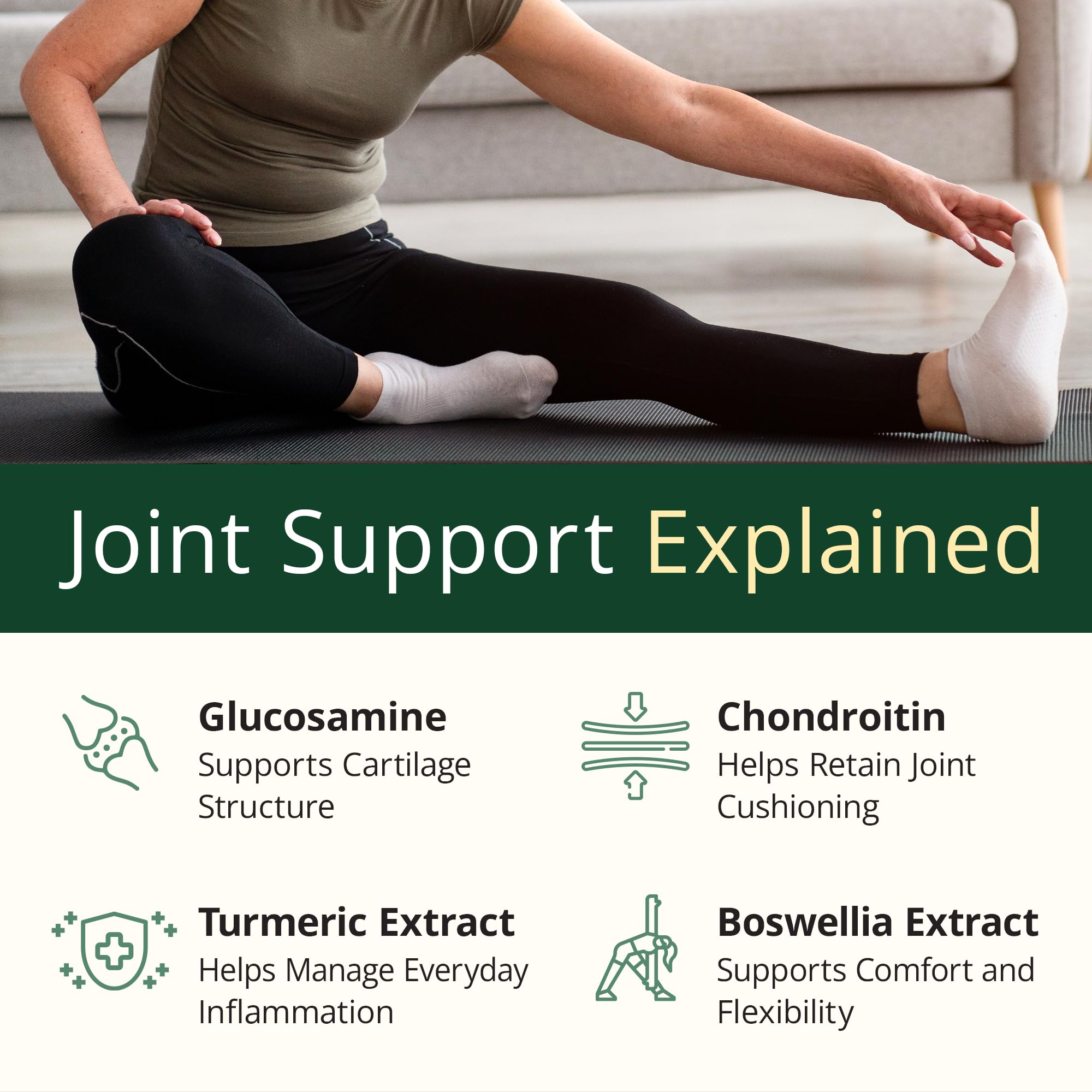 Glucosamine Chondroitin MSM Capsules for Joint Health & Flexibility Support 90 Ct