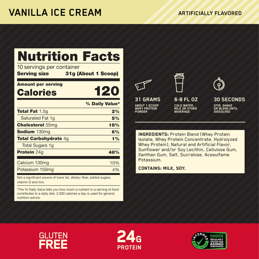 Whey Protein Powder Vanilla Ice Cream 100% Whey 0.68 lb