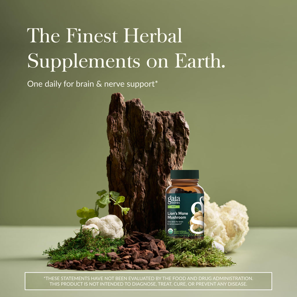 Lion’s Mane Mushroom Capsules for Brain, Memory & Nerve Support Vegan