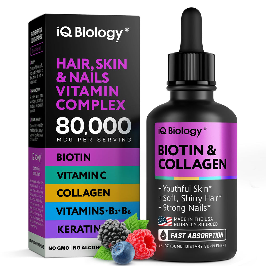 Liquid Biotin Hair Growth 80000mcg Collagen Keratin 2oz
