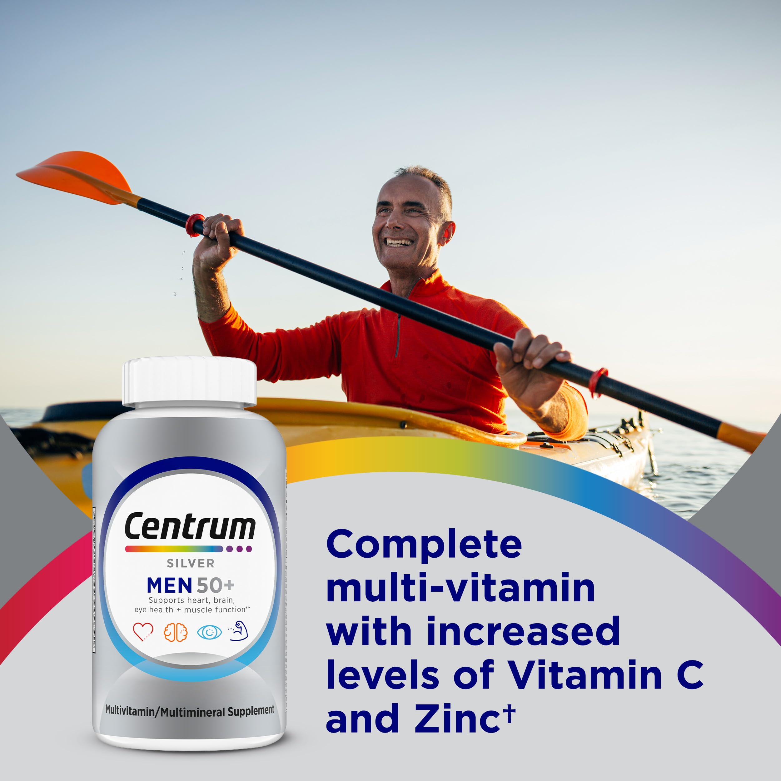 Men's 50+ Multivitamin – Vitamin D3, B-Vitamins, Zinc, Memory & Cognition, 200 Tablets
