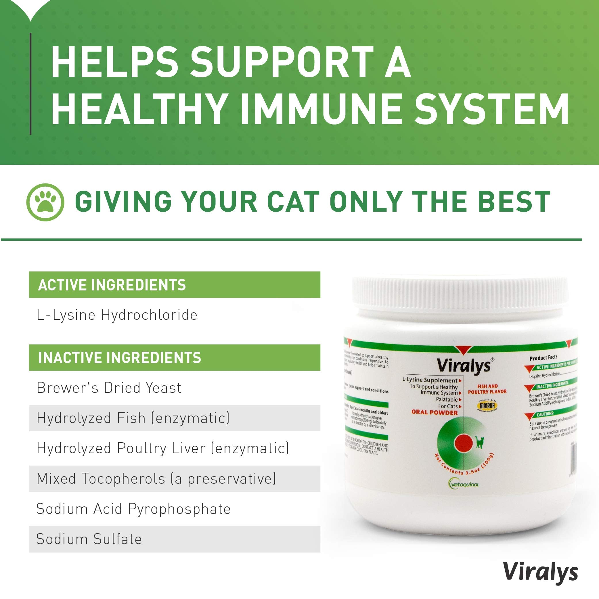 L-Lysine Daily Powder for Cats & Kittens – Fish Flavor 100g