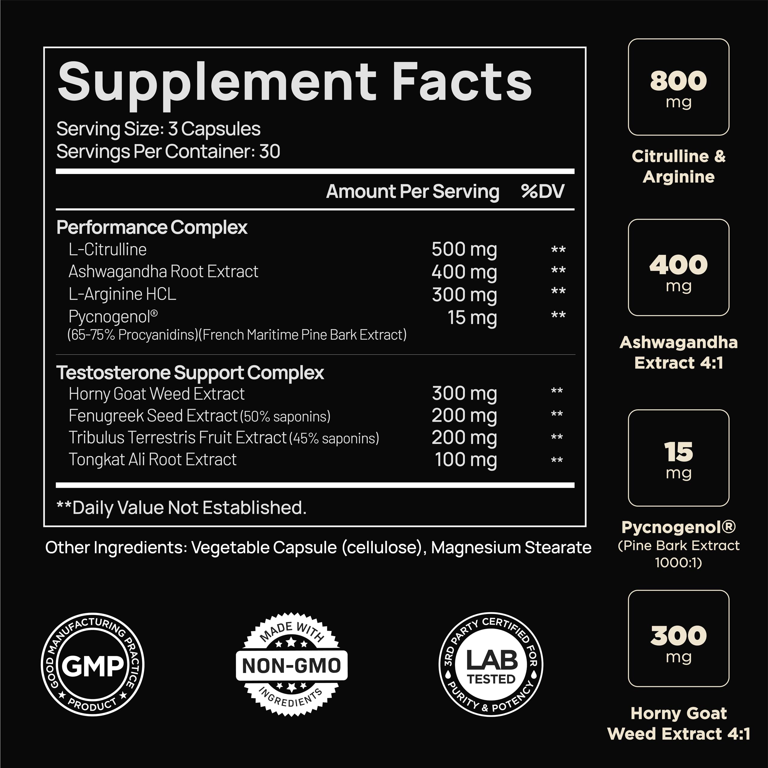 Testosterone Booster for Men with Ashwagandha & Tongkat Ali – 60 Ct