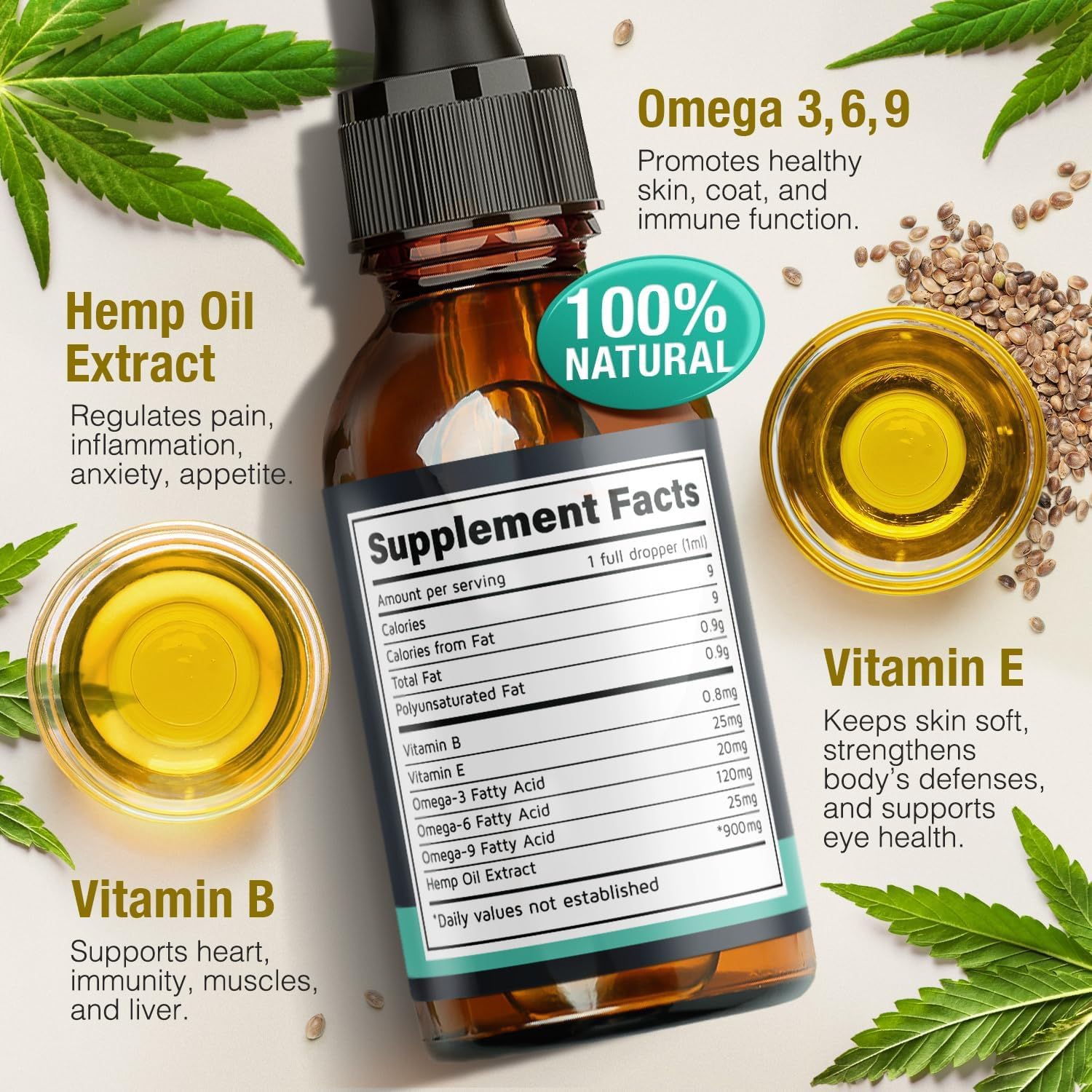 Hemp Oil Drops for Dogs & Cats – Anxiety, Joint & Calm Support