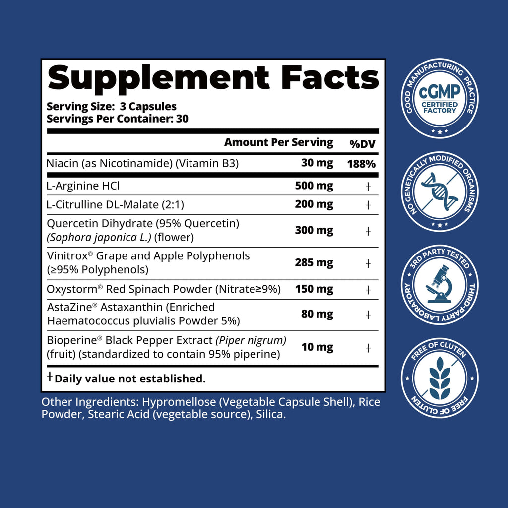 Nitric Oxide Booster with L-Arginine & Citrulline – 90 Ct
