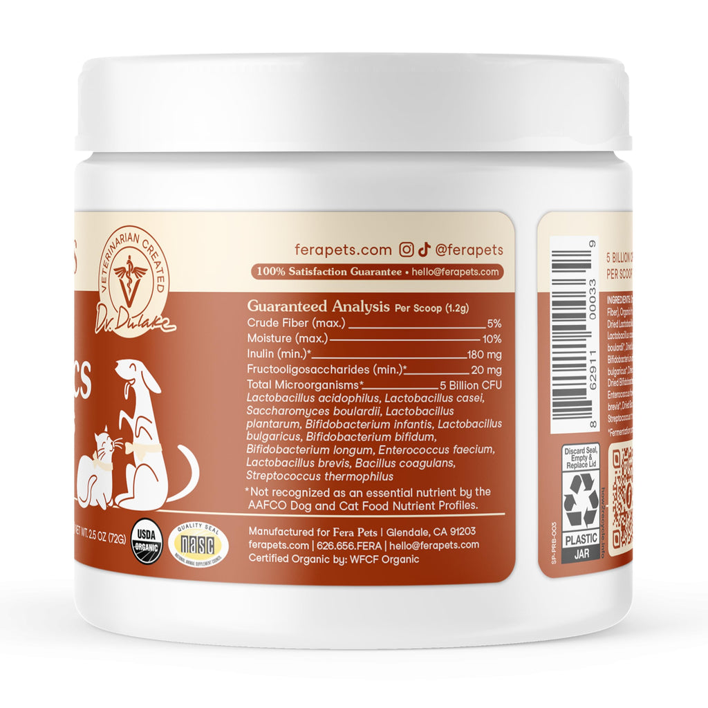 Organic Pre & Probiotic Powder for Dogs & Cats – 12 Strains 60ct