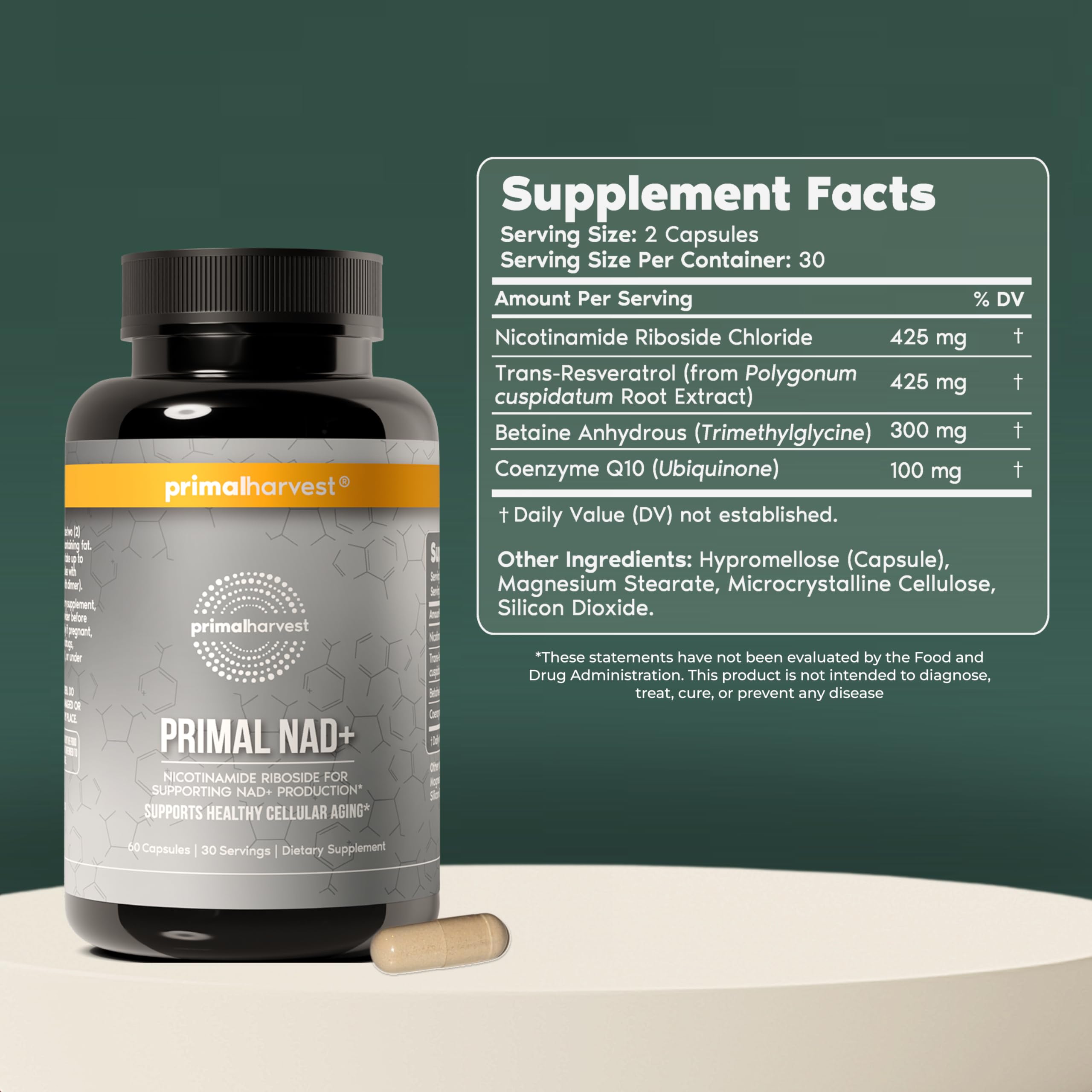 NAD+ Supplement with Nicotinamide Riboside & Resveratrol for Energy Support