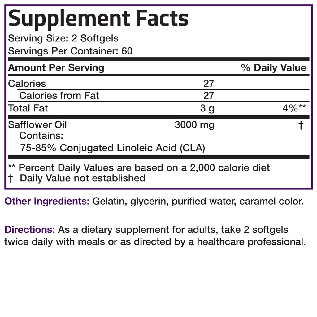 CLA 3000mg Softgels for Weight Management & Lean Muscle Support 120 Ct