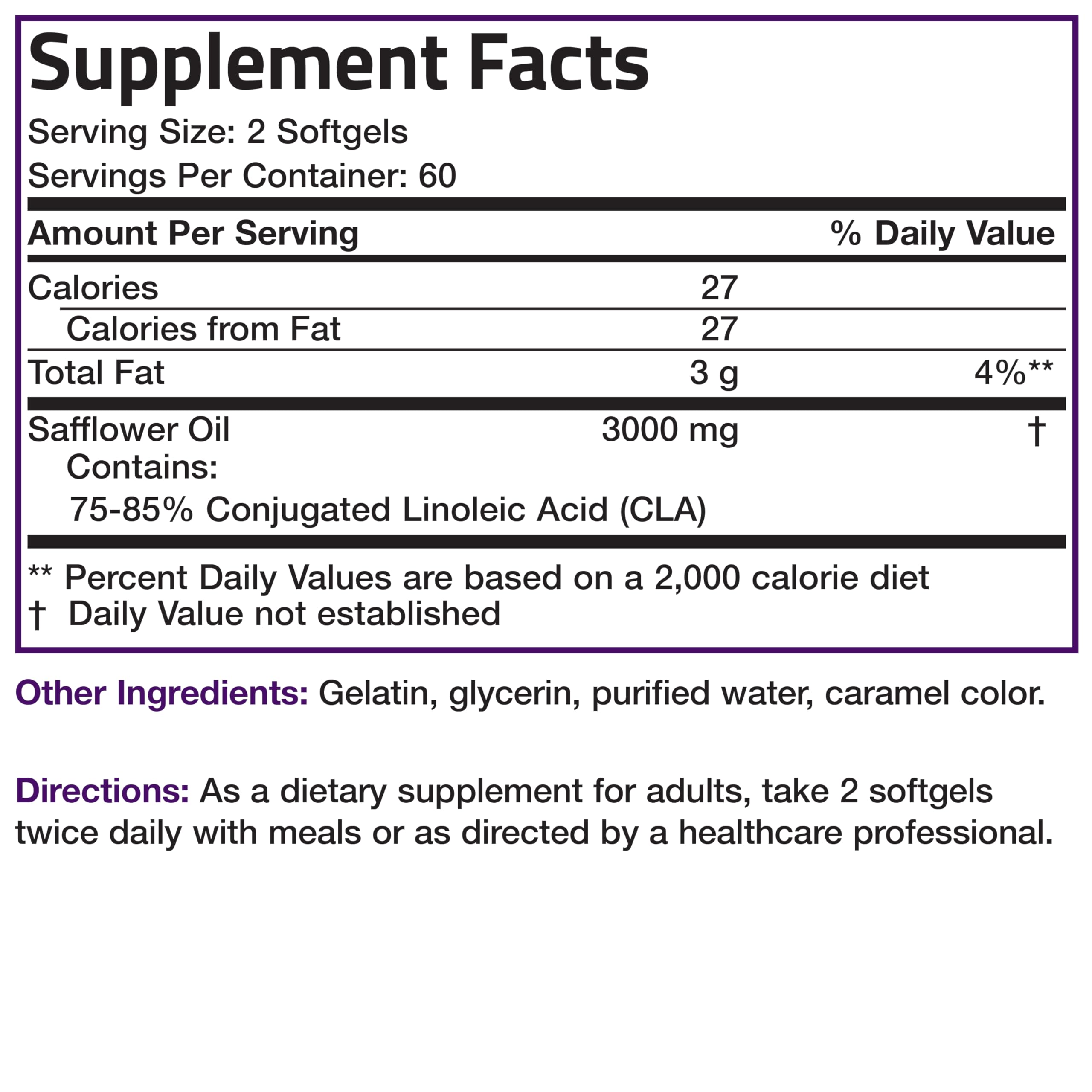CLA 3000mg Softgels for Weight Management & Lean Muscle Support 120 Ct