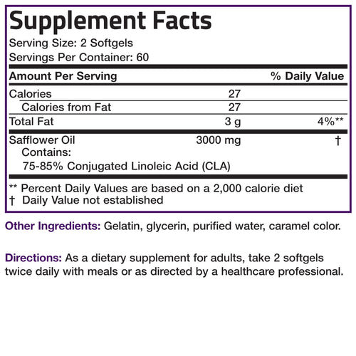 CLA 3000mg Softgels for Weight Management & Lean Muscle Support 120 Ct