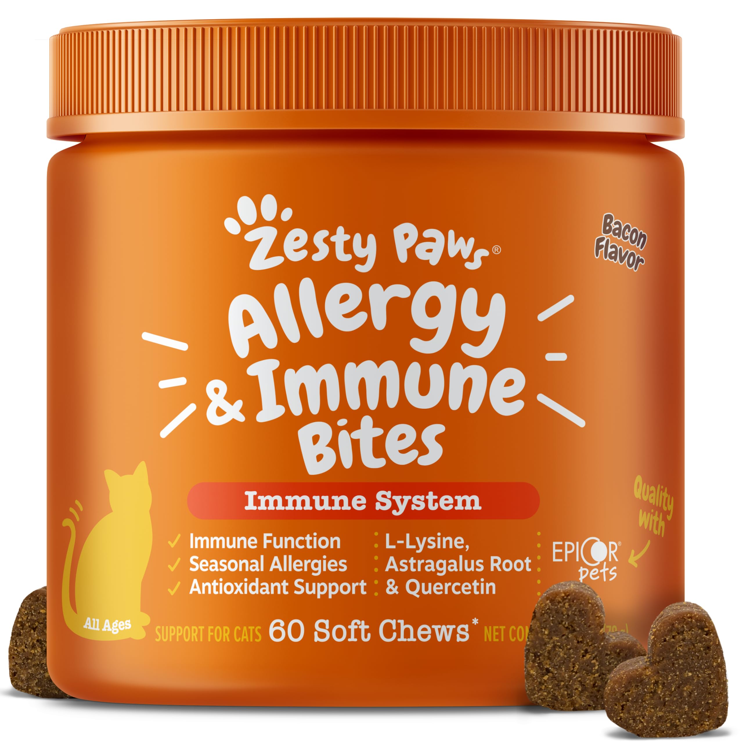 Allergy Relief Soft Chews for Cats – Omega-3 & Probiotics 60ct