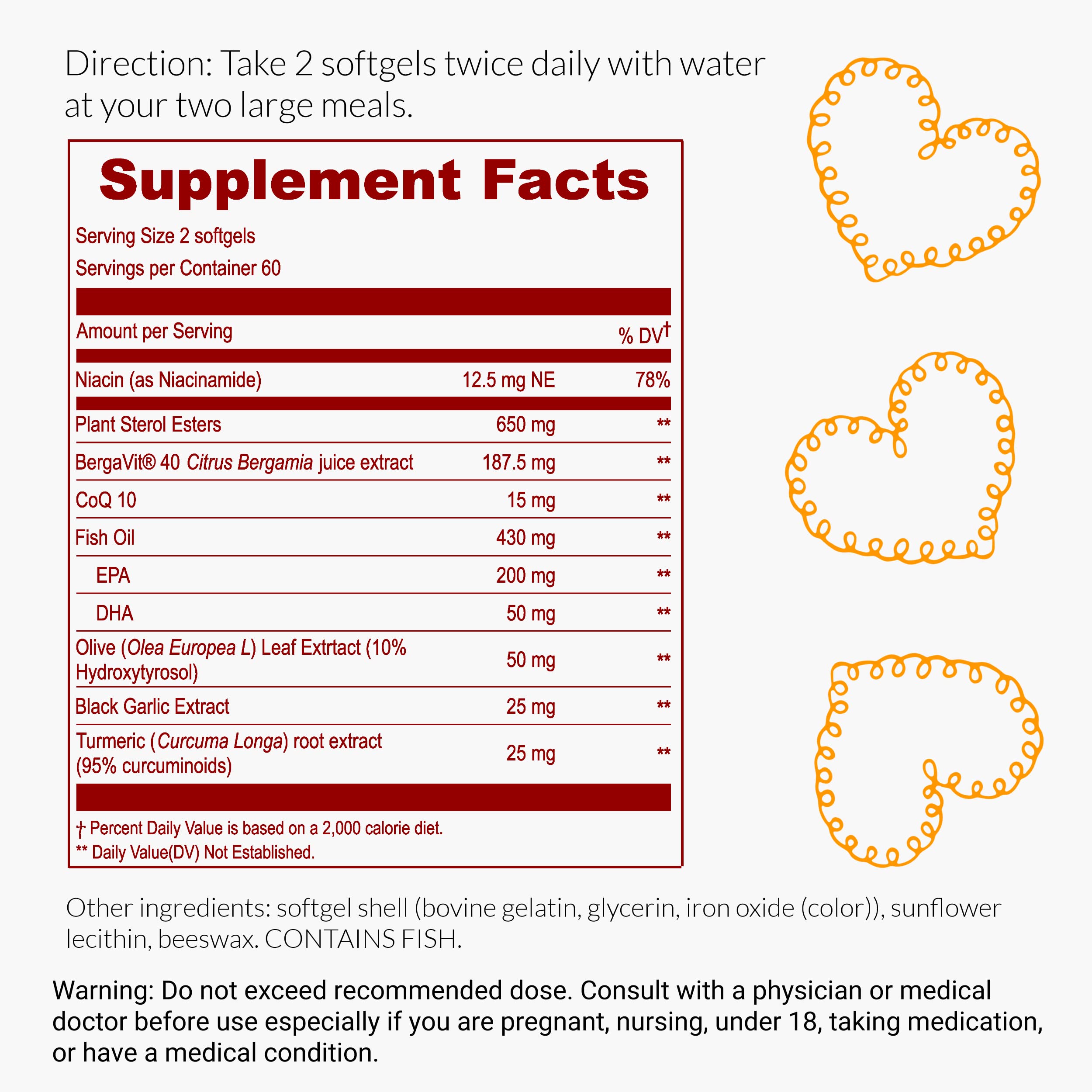 Plant Sterols & Bergamot Softgels for Cholesterol & Heart Support 120 Ct
