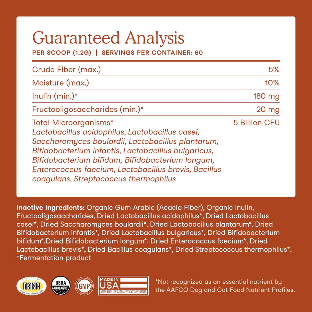 Organic Pre & Probiotic Powder for Dogs & Cats – 12 Strains 60ct