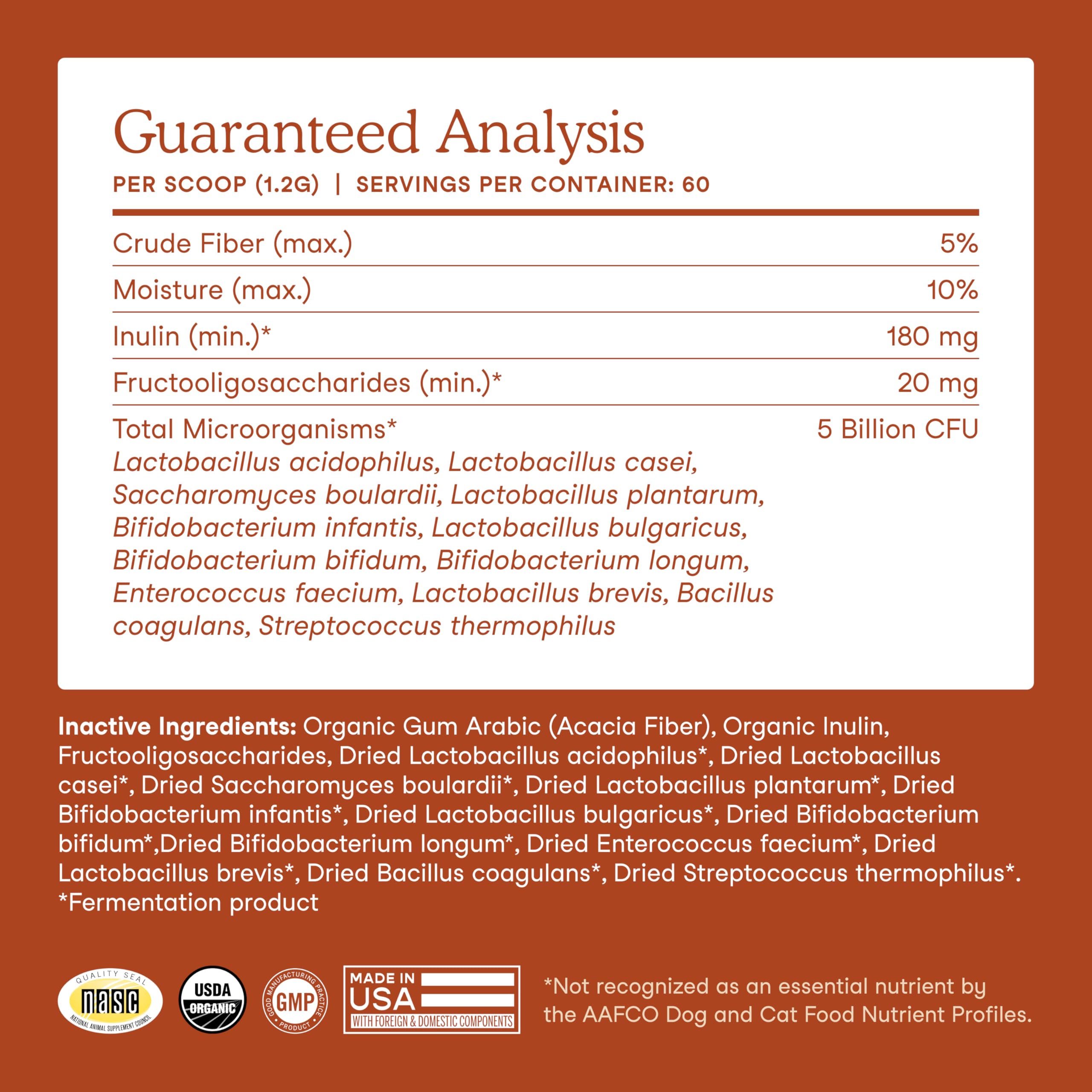 Organic Pre & Probiotic Powder for Dogs & Cats – 12 Strains 60ct