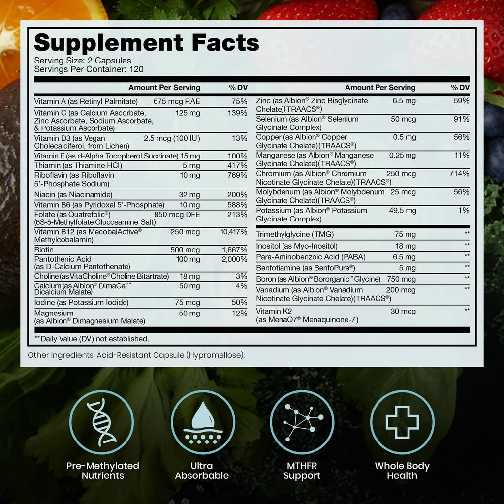 Methylated Multivitamin | Men & Women | Methyl B12 & Methylfolate