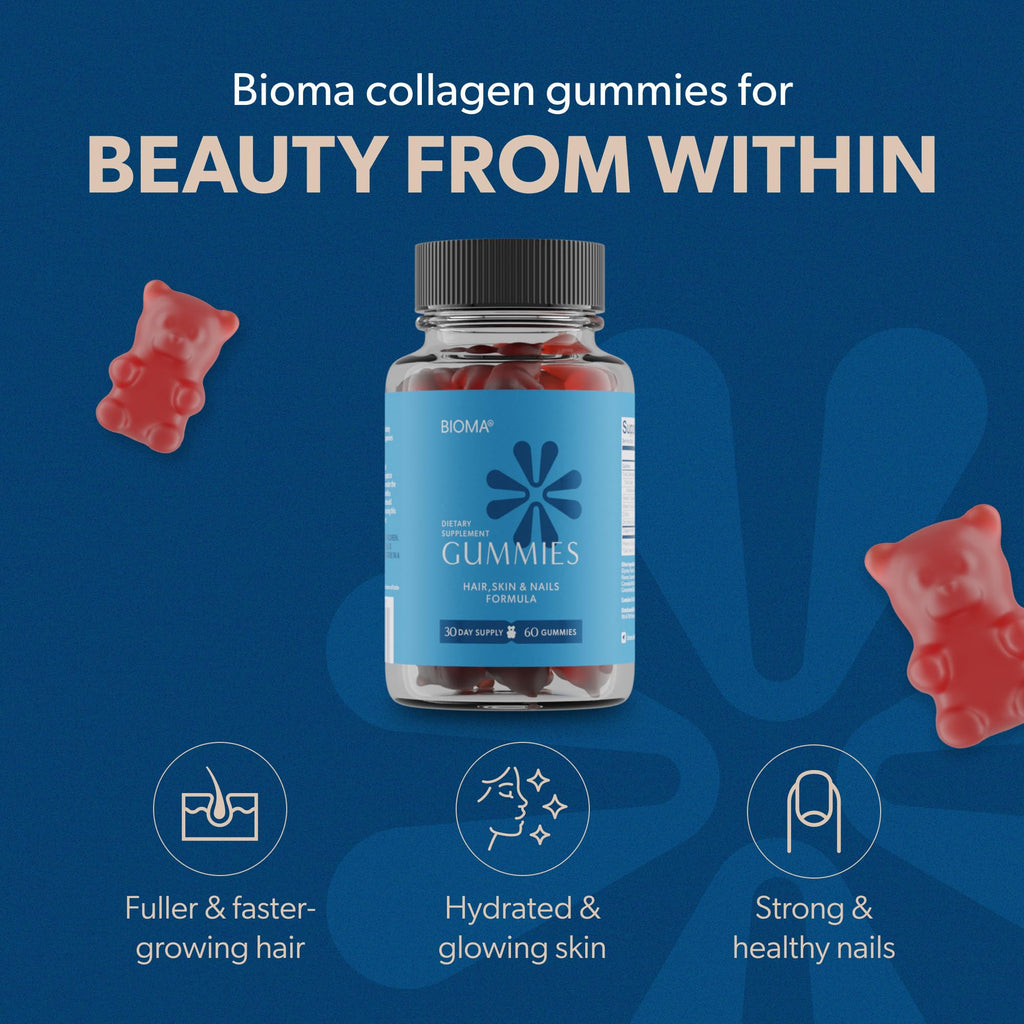 Hair Skin Nails Gummies Biotin Collagen Zinc 60 Count