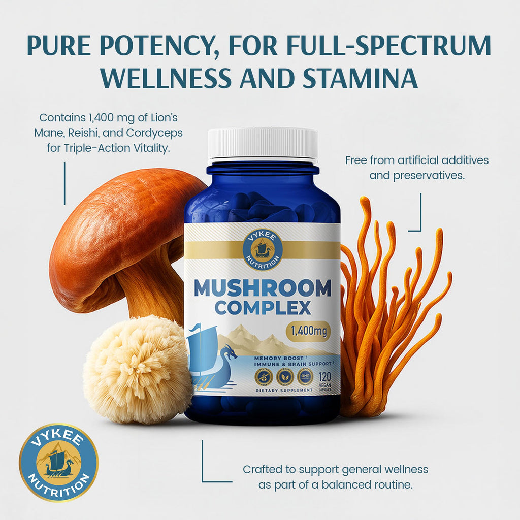 Mushroom Complex Capsules with Lion’s Mane – Focus & Immune Support, 120 Ct