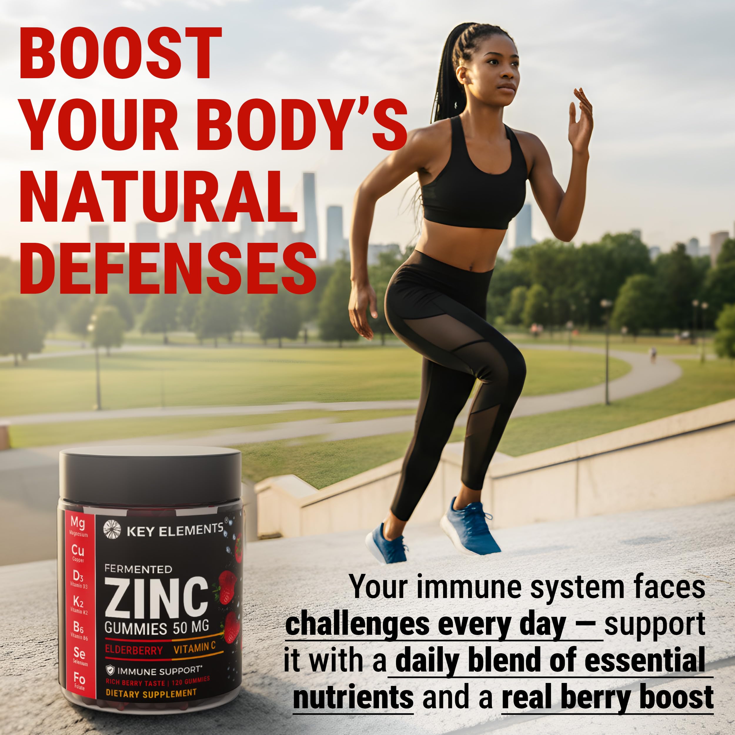 Zinc 50mg Immune Support Gummies with Elderberry & Vitamin C – 120
