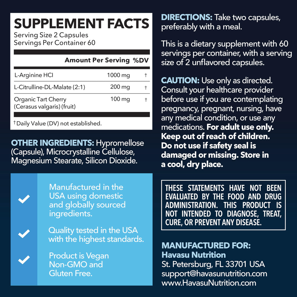 L-Arginine & L-Citrulline Capsules – Nitric Oxide Support, 120 Ct