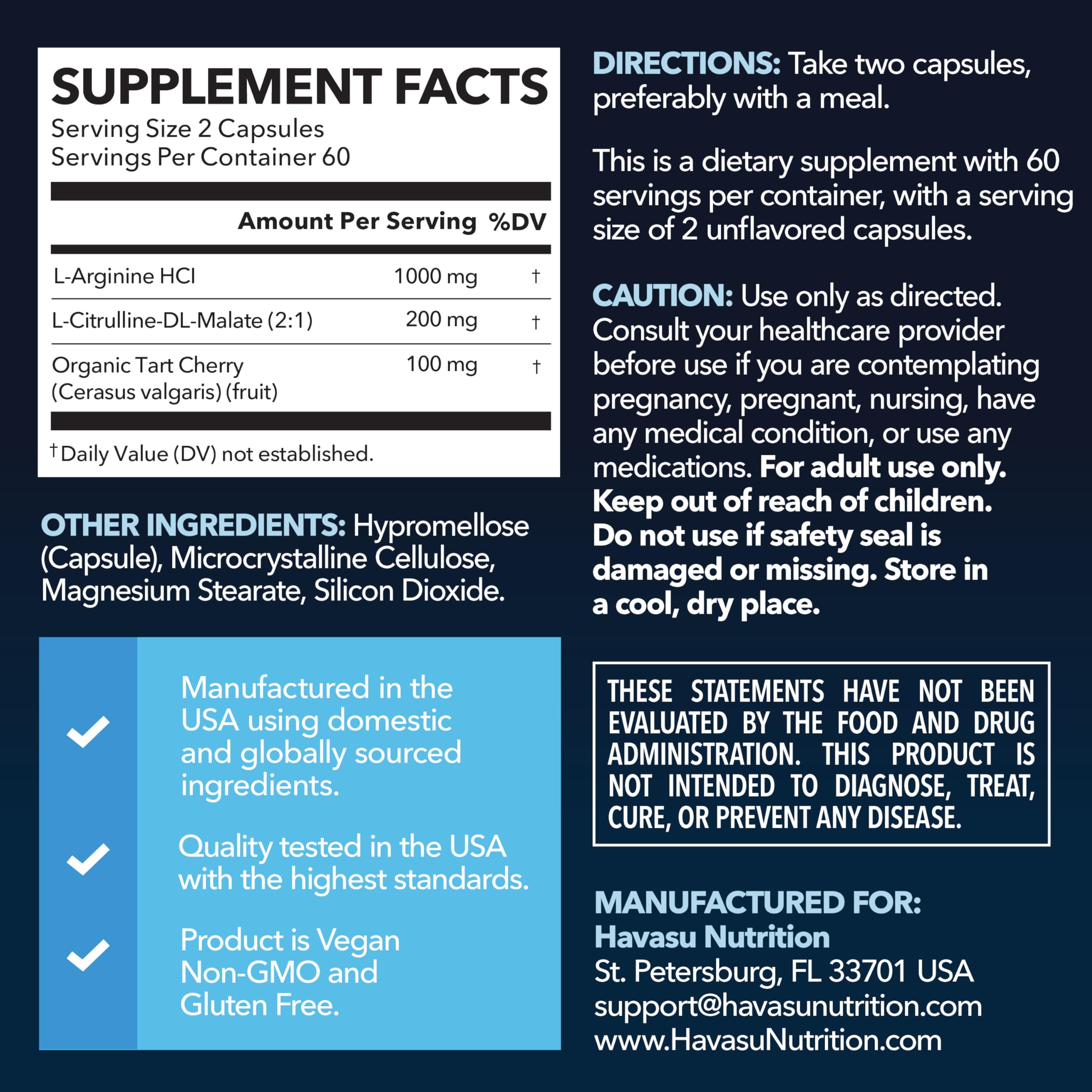 L-Arginine & L-Citrulline Capsules – Nitric Oxide Support, 120 Ct