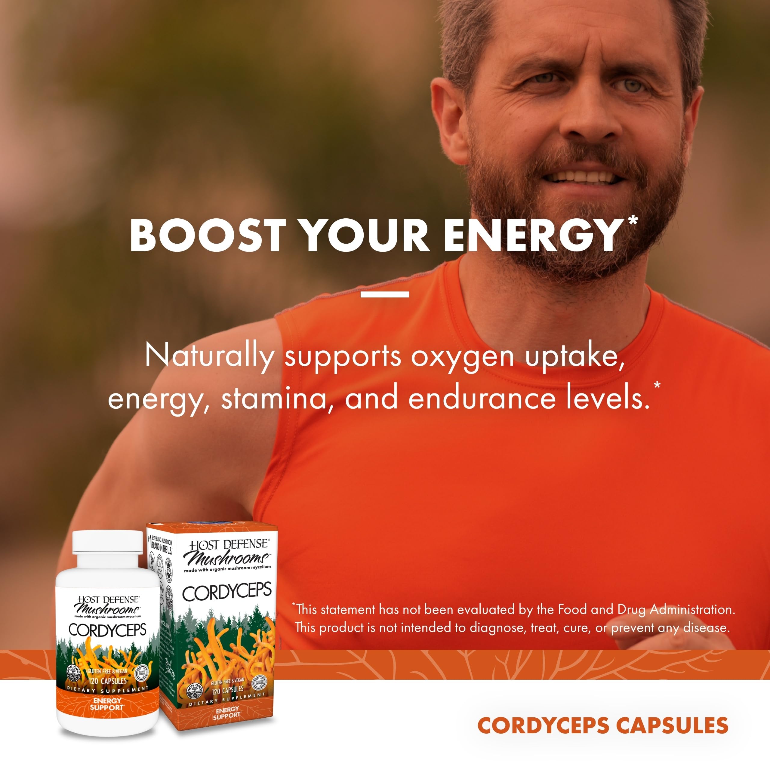 Cordyceps Capsules for Energy & Immune Support – 120 Count