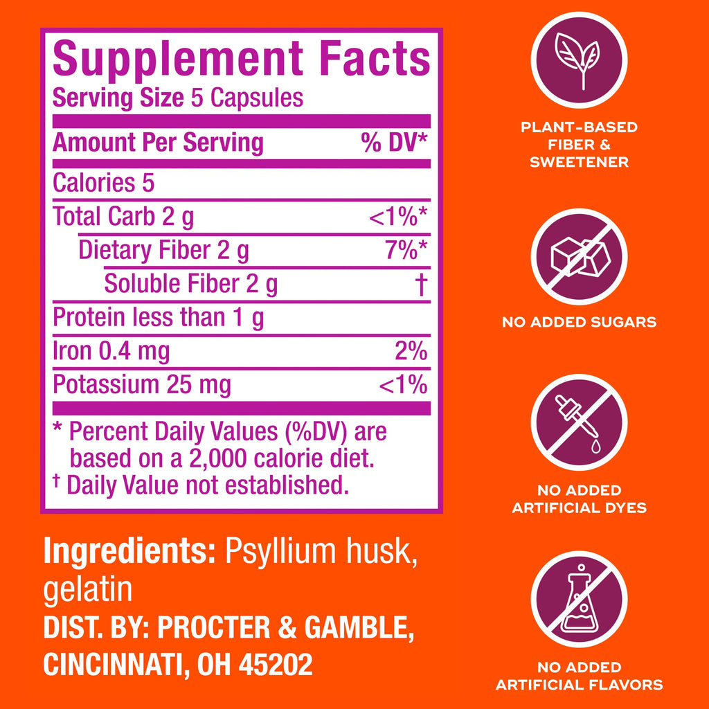 Psyllium Husk Fiber Capsules – Digestive Support, 300 Count