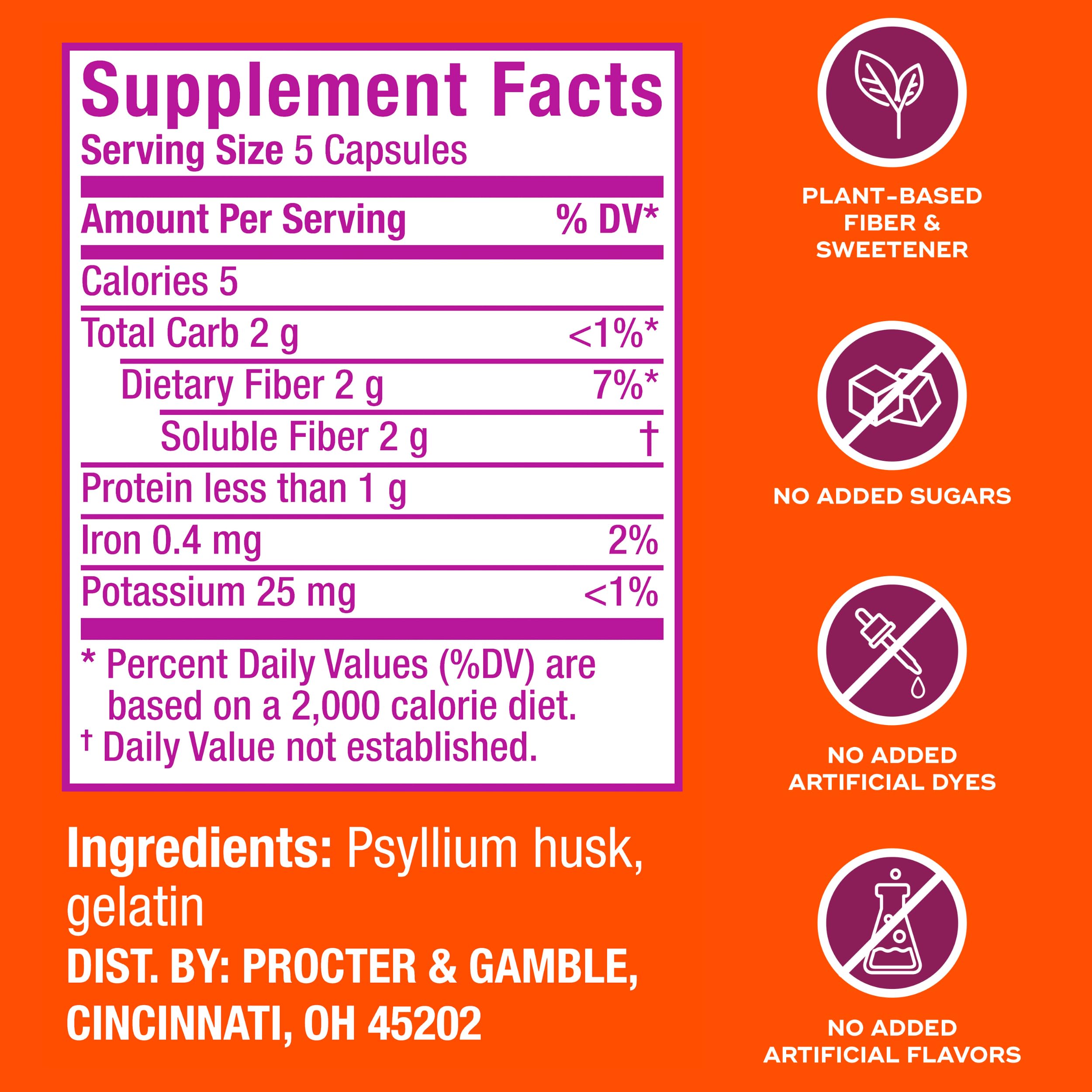 Psyllium Husk Fiber Capsules – Digestive Support, 300 Count