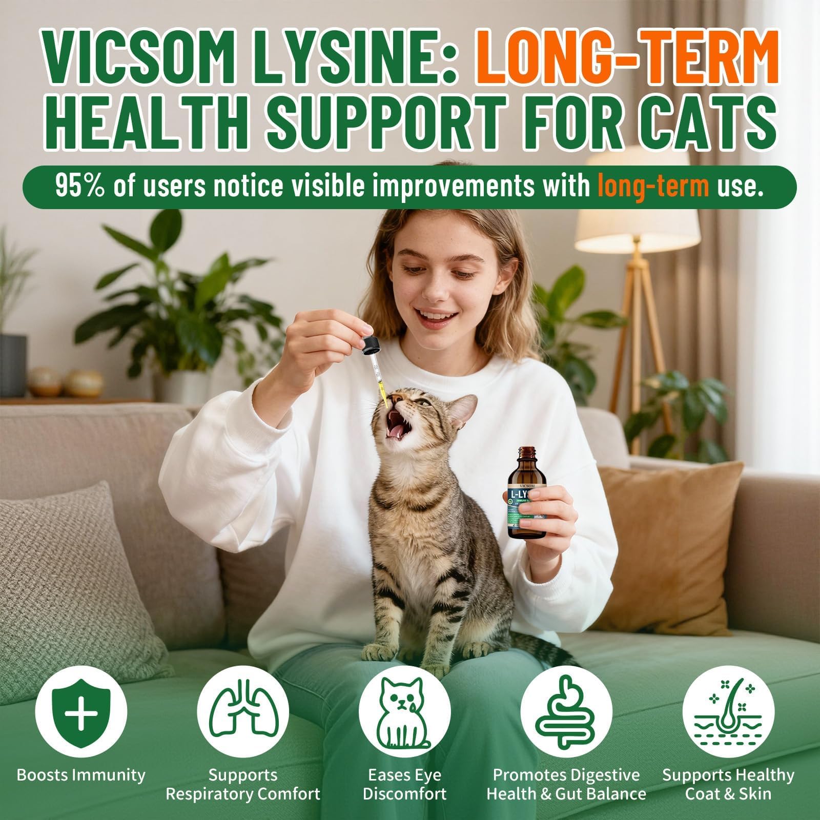 L-Lysine Drops for Cats – Immune & Respiratory Health 60ml