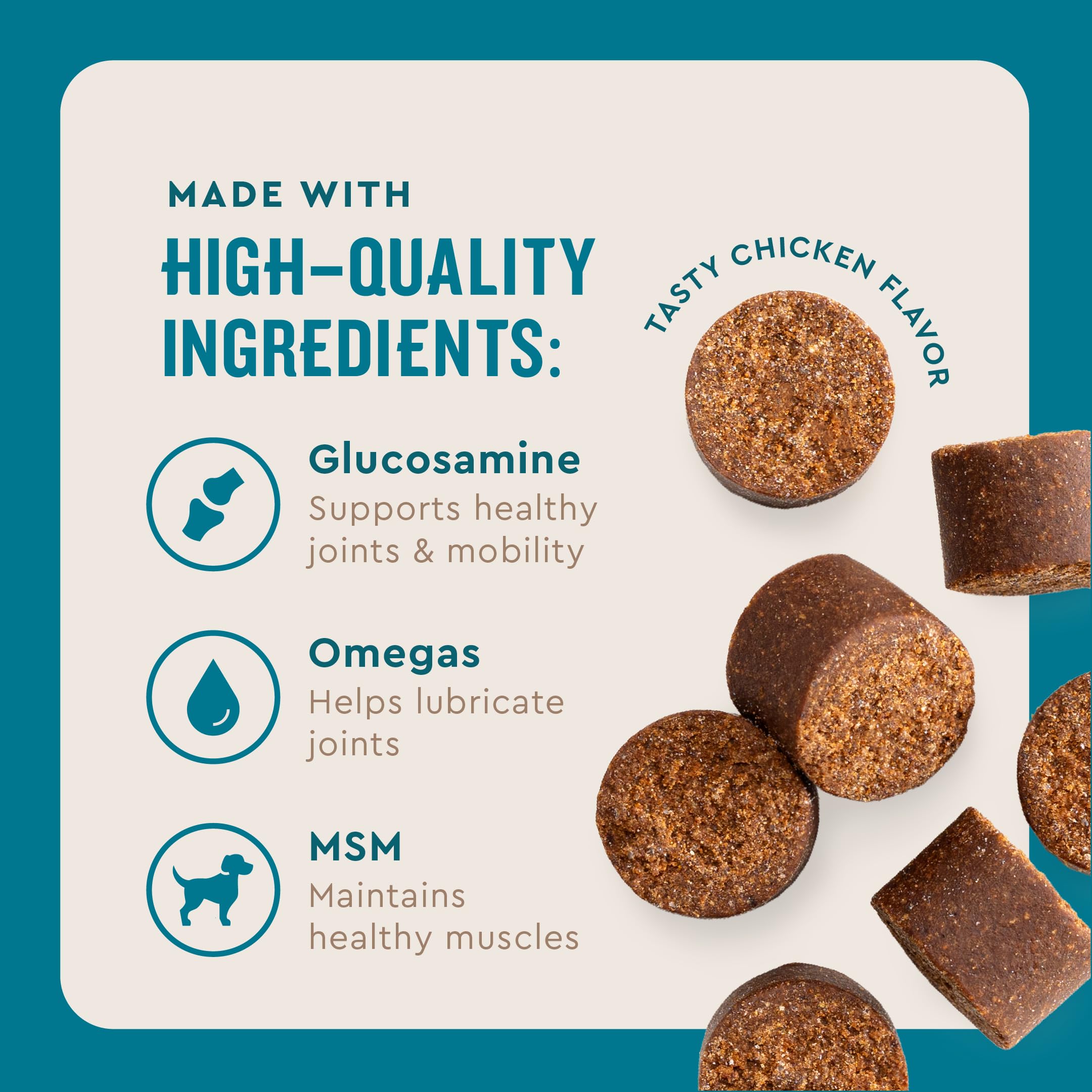 Hip & Joint Soft Chews for Dogs – Glucosamine, MSM & Krill 180ct
