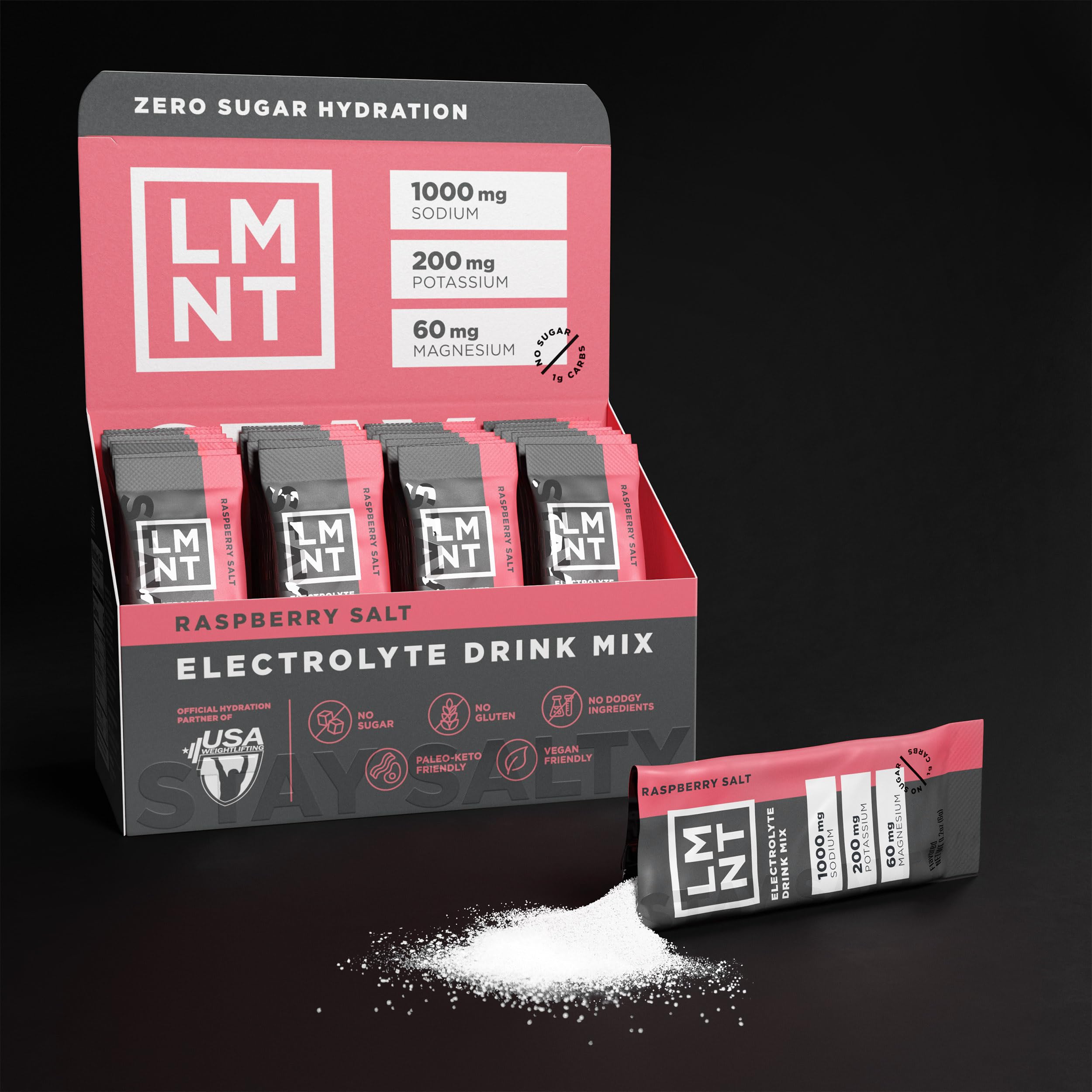 Zero Sugar Electrolyte Drink Mix – Raspberry Salt, 30 Pack