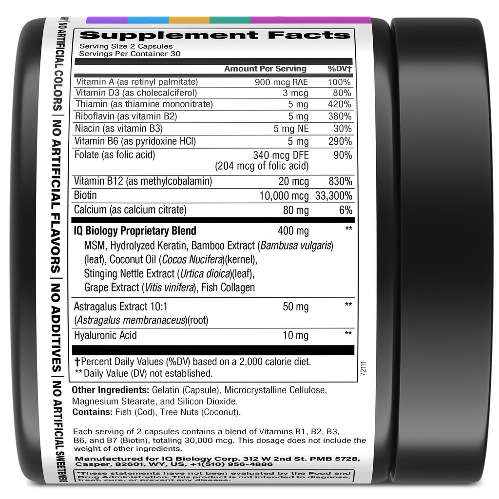 Biotin 30000mcg Hair Growth Collagen Keratin 60 Capsules