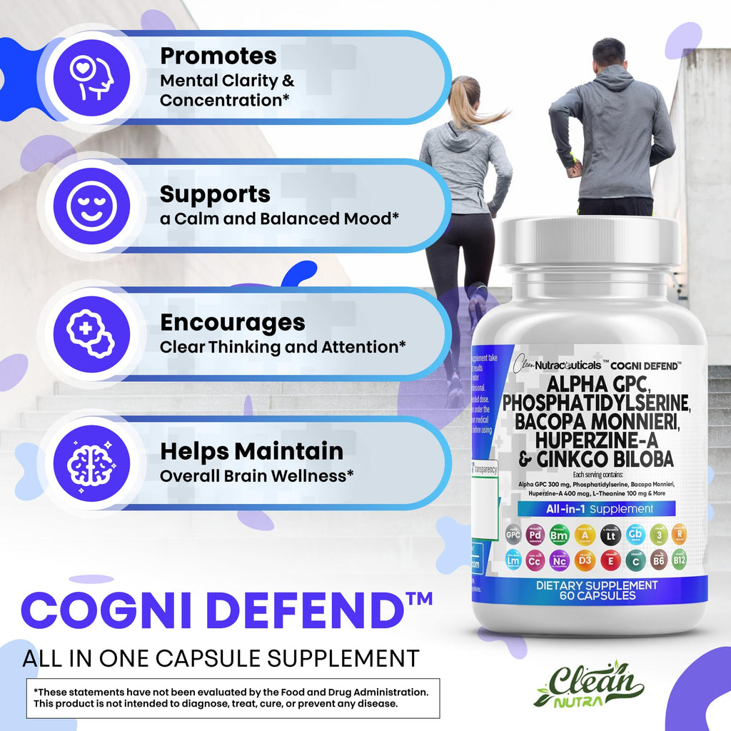 Nootropic Brain Supplement with Alpha GPC, Bacopa & Ginkgo for Focus & Memory